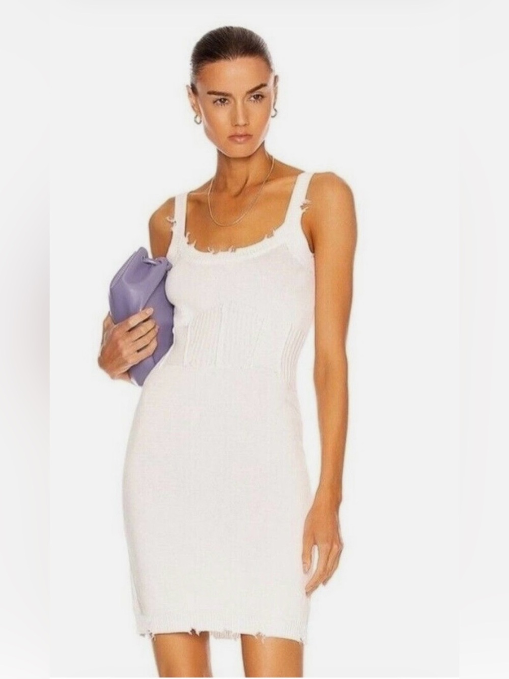 NWT SER.O.YA Cream Knit V-Neck Tank Dress